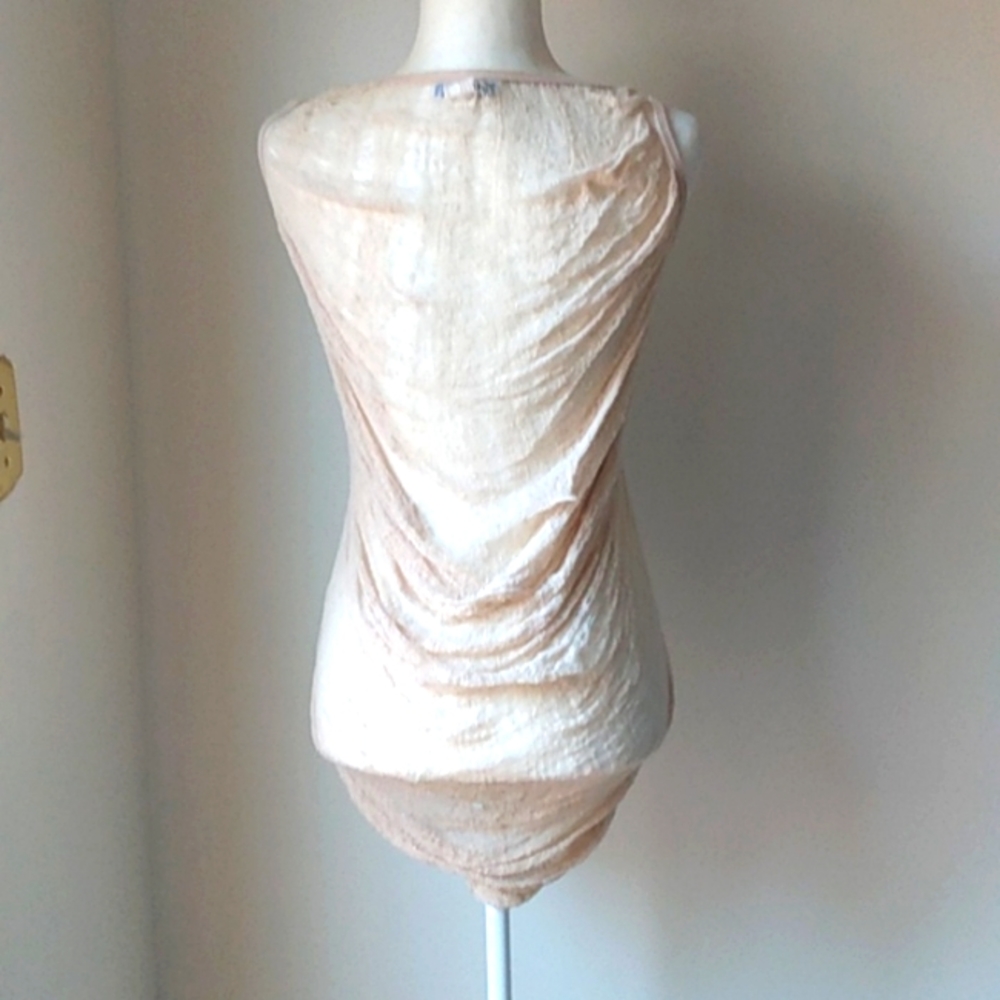 Hand shredded up-cycled Delia's brand beige tank top size small